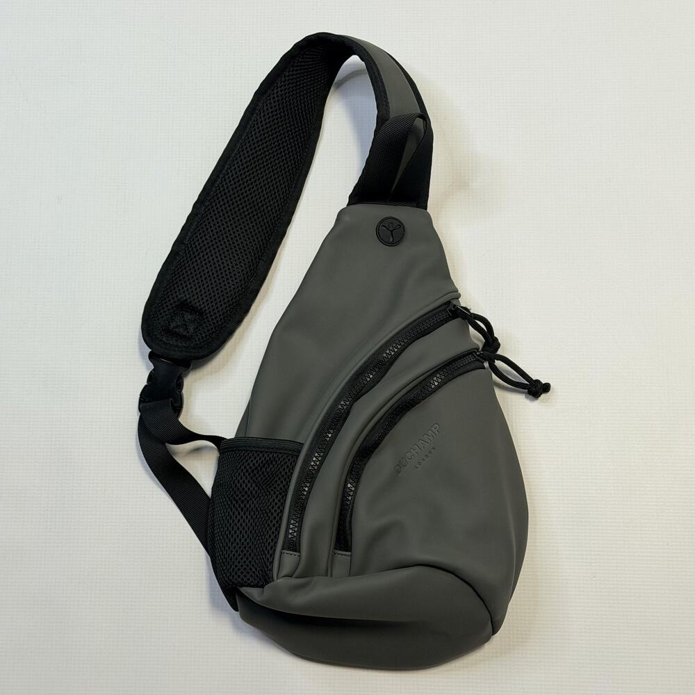 Duchamp London Crossbody Sling Bag Mens Medium Gray Padded Mesh Travel Chest
